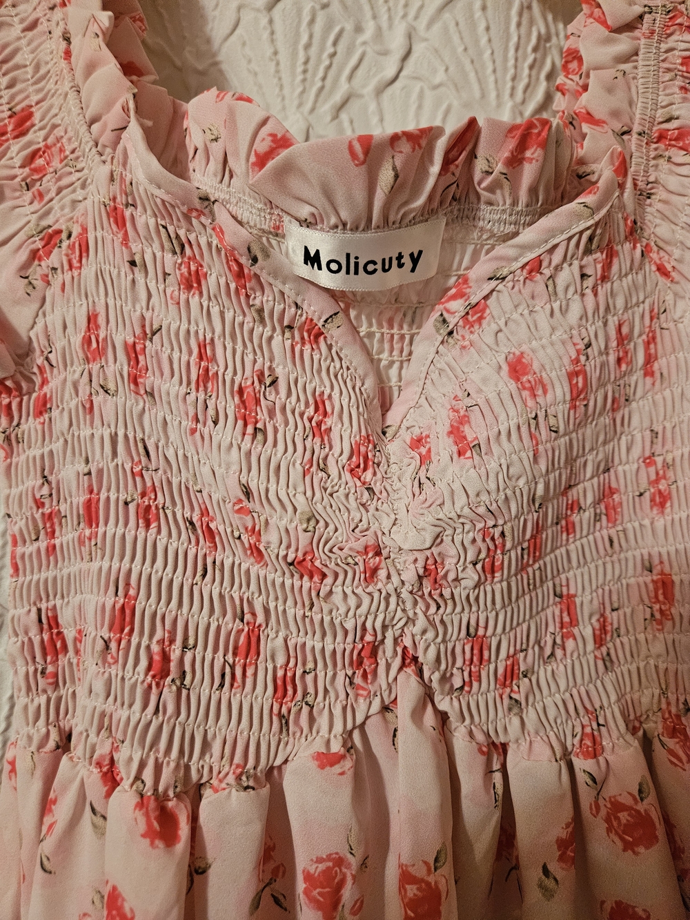 Molicuty Pink Floral Off-Shoulder Smocked Dress - Picture 6 of 9